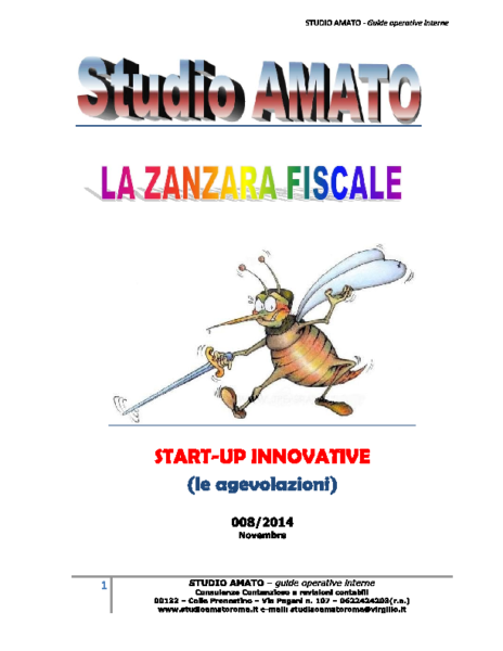 2014 Novembre Zanzara Start-up innovative