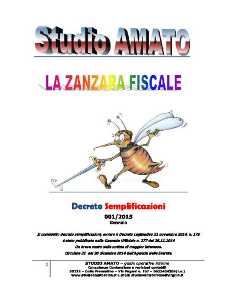 2015 Gennaio Zanzara Le Semplificazioni