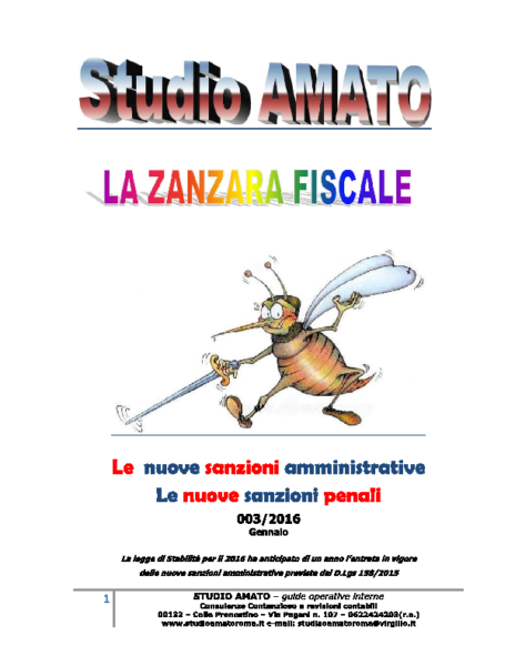 2016 Febbraio Zanzara Sanzioni amministrative e penali