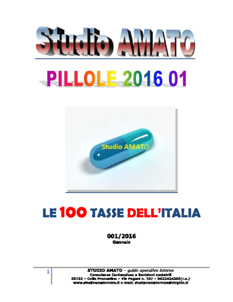 2016 Gennaio Pillole Le 100 tasse dell’Italia
