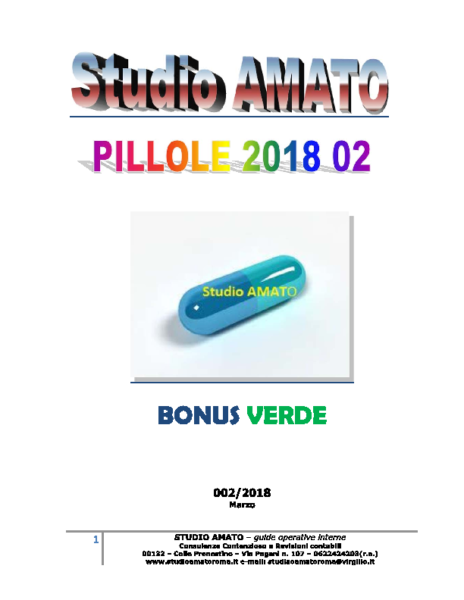 2018 Febbraio Pillole Bonus verde