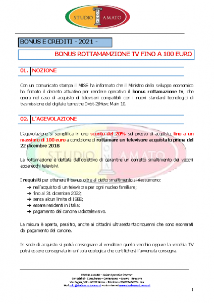 Bonus rottamazione TV fino a 100 euro 2021